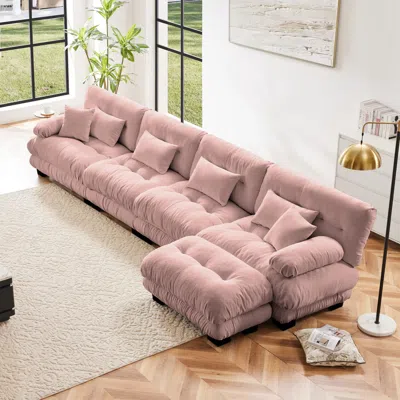 Streamdale Furniture Streamdale Free Combination Modular Sectional Sofa, L-shaped Couch, 4-seater, Pink