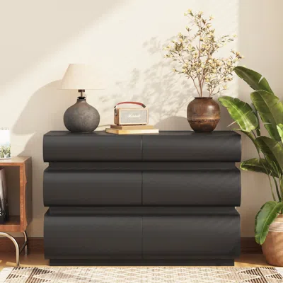 Streamdale Furniture Streamdale 6-drawer Black Dresser, Modern Wide Storage Chest (sku:w757p235728)