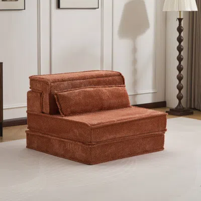 Streamdale Furniture Streamdale Compression Sofa, Convertible Floor Sofa Bed, Modular Sectional Sofa, Orange