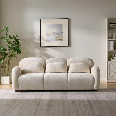 Streamdale Furniture Streamdale 78 In. Modern 3 Seater Boucle Sofa With 3 Pillows, Beige