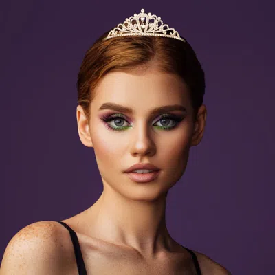 Fashnzfab Teardrop Marquise Stone Pointed Princess Tiara In Gold