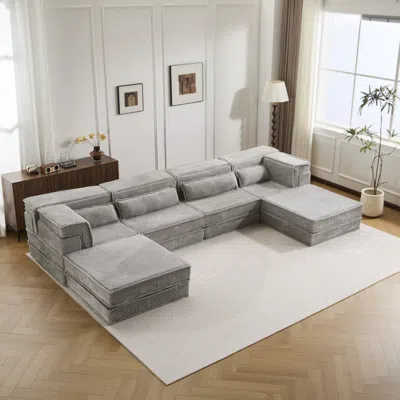 Streamdale Furniture Streamdale Compression Sofa, Convertible Floor Sofa Bed, Light-grey