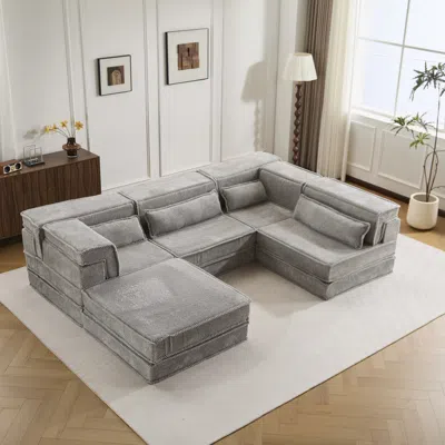 Streamdale Furniture Streamdale Compression Sofa, Convertible Floor Sofa Bed, Light-grey