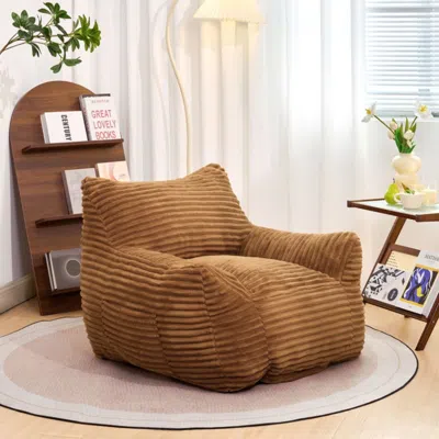 Streamdale Furniture Streamdale Bean Bag Chair With Armrests - Oversized Comfy Beige Lazy Floor Sofa Chair