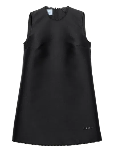 Prada Lace-collar Scuba Mini-dress In Black