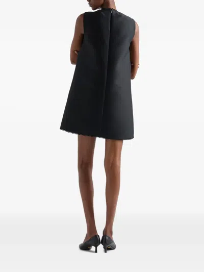 Prada Lace-collar Scuba Mini-dress In Black