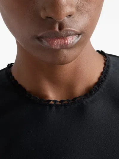Prada Lace-collar Scuba Mini-dress In Black