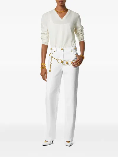 Versace V-neck Sweater In White
