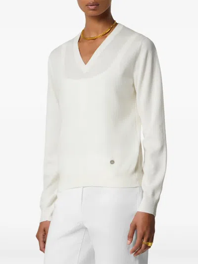 Versace V-neck Sweater In White