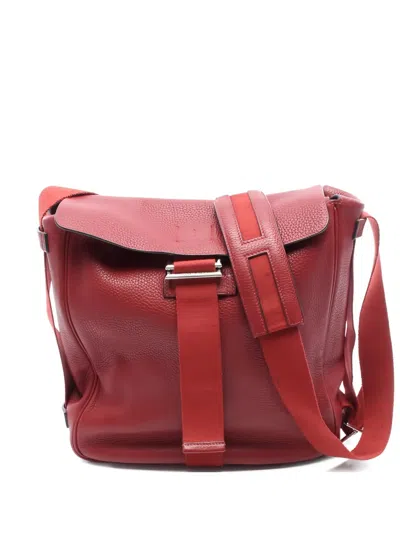 Pre-owned Hermes 2005 Tibet Vertical Mm Shoulder Bag In Red