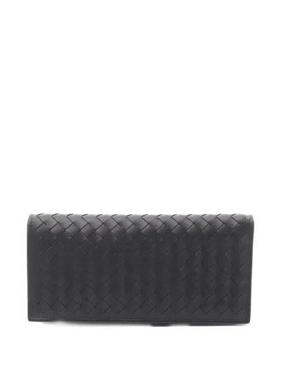 Pre-owned Bottega Veneta 2020s Intrecciato Bi-fold Wallet In Black