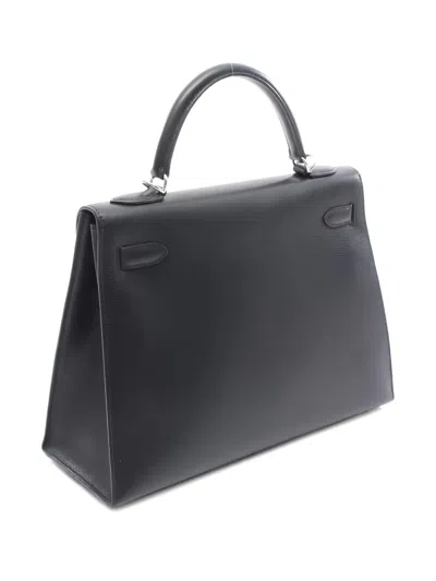 Pre-owned Hermes Kelly 32 Leather Tote Bag In Black