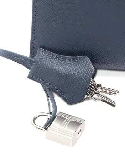 Pre-owned Hermes Kelly28 Silver-tone Hardware Tote Bag In Blue
