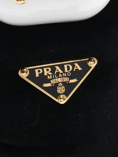 Pre-owned Prada 2020s Soft Robot Zip Velvet Bag Charm In Black