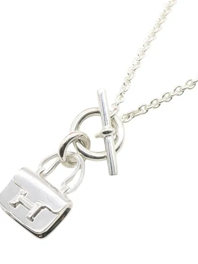 Pre-owned Hermes 2010s Silver Amulettes Constance Necklace
