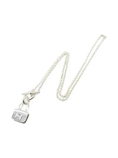 Pre-owned Hermes 2010s Silver Amulettes Constance Necklace