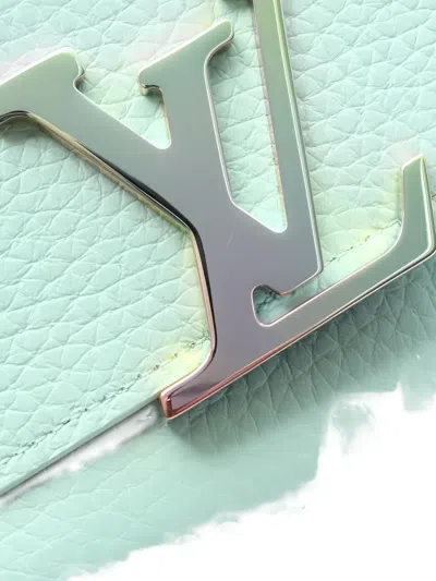 Pre-owned Louis Vuitton 2021s Capucines Leather Wallet In Green