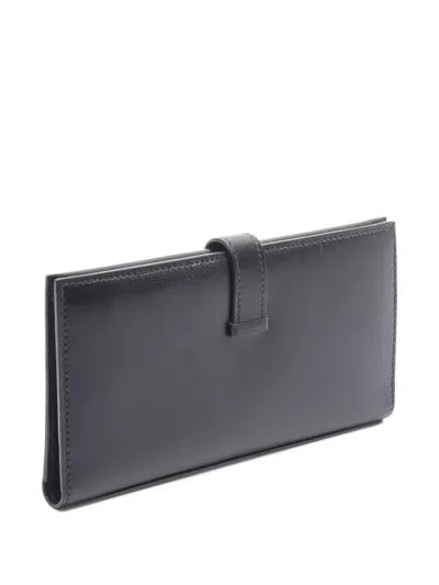 Pre-owned Hermes 2004 Bearn Bi-fold Long Wallet In Black
