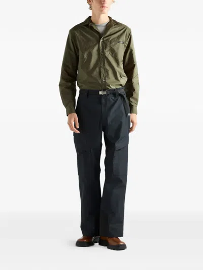 Prada Re-nylon Patch Pocket Shirt In Brown