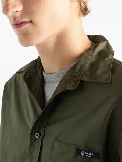 Prada Re-nylon Patch Pocket Shirt In Brown