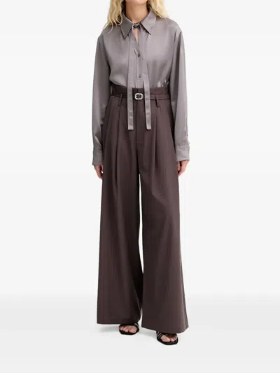 Isabelle Blanche Tie-detail Shirt In Gray