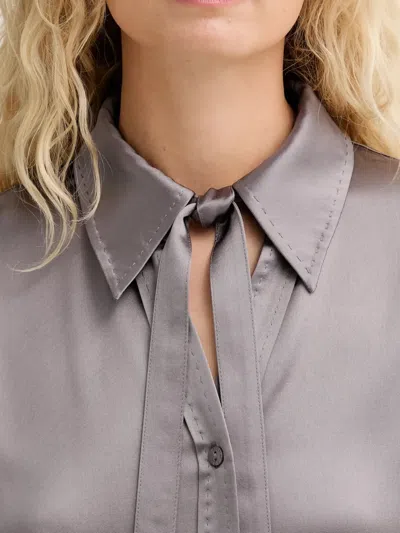 Isabelle Blanche Tie-detail Shirt In Gray
