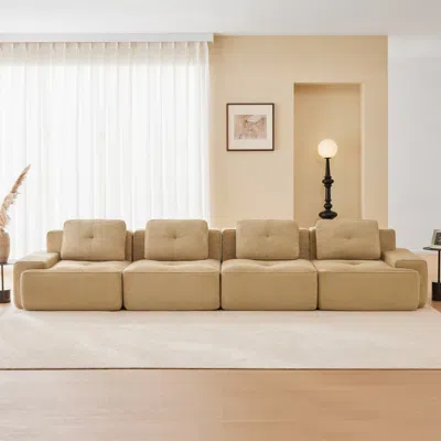 Streamdale Furniture Streamdale Camel 153" Modern Modular Corduroy Sectional Sofa, 4-seater Couch With Deep Seat