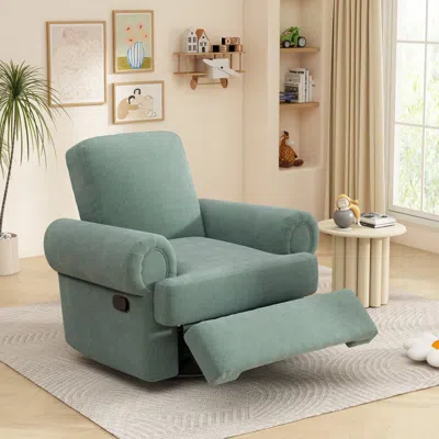 Streamdale Furniture Streamdale Manual Recliner Sofa Swivel Rocker Chair With Adjustable Backrest, Sky Blue