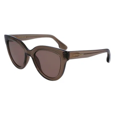 Victoria Beckham Green Injected Sunglasses In Brown