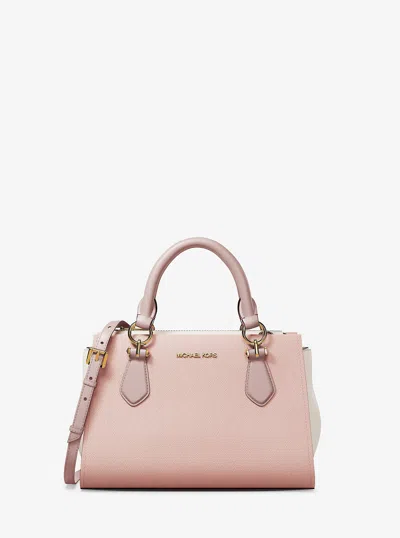 Michael Kors Outlet Marilyn Small Color-block Saffiano Leather Messenger Bag In Pink
