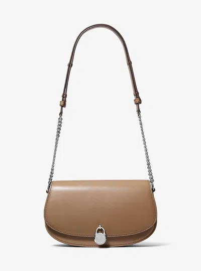 Michael Kors Outlet Mila Medium Leather Messenger Bag In Brown