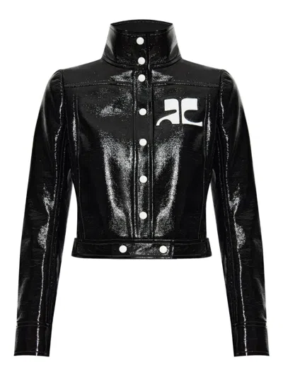 Courrèges Black Vinyl Jacket In Black