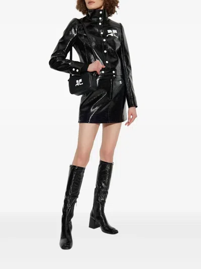 Courrèges Black Vinyl Jacket In Black