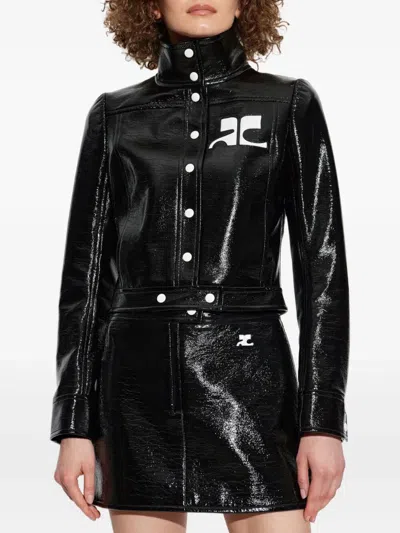 Courrèges Black Vinyl Jacket In Black