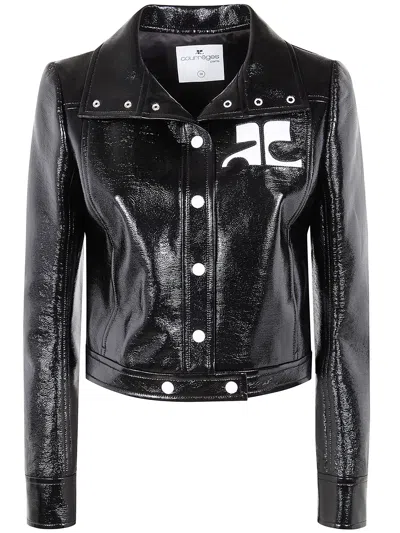 Courrèges Black Vinyl Jacket In Black