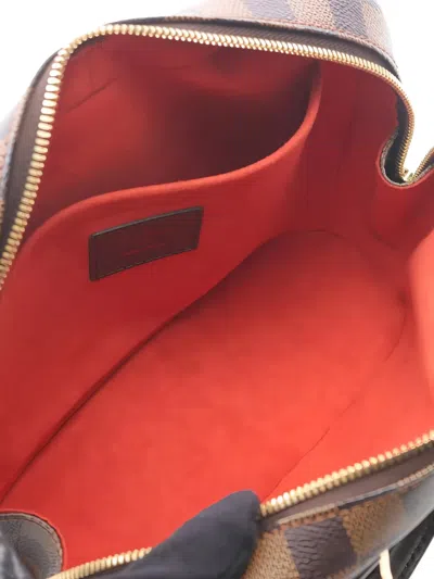 Pre-owned Louis Vuitton 2001 Damier Ebene Saria Mini Tote Bag In Brown