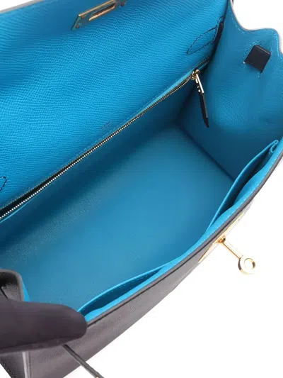 Pre-owned Hermes 2022 Kelly Sellier 28 Casaque Tote Bag In Gray