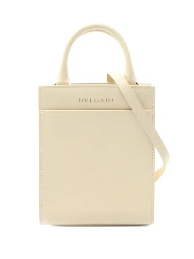 Pre-owned Bvlgari 2010 Mini Embossed Tote Bag In Neutral