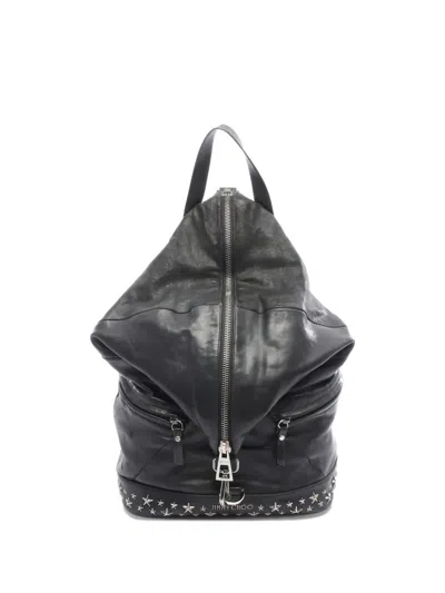 Pre-owned Jimmy Choo 2000s Fitzroy Star-studded Leather Backpack In Black