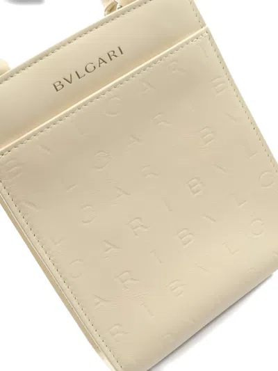 Pre-owned Bvlgari 2010 Mini Embossed Tote Bag In Neutral