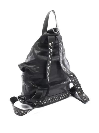 Pre-owned Jimmy Choo 2000s Fitzroy Star-studded Leather Backpack In Black