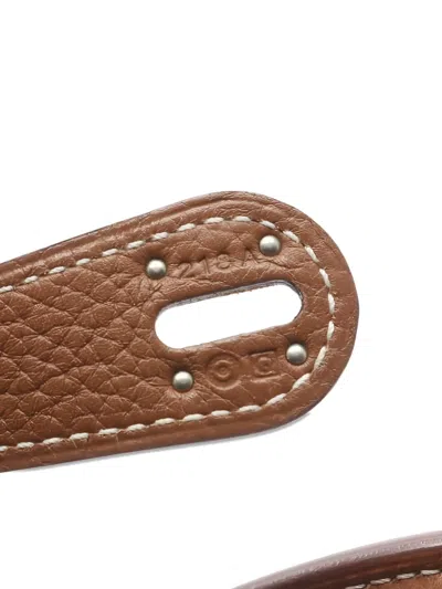 Pre-owned Hermes 2013 Lindy 30 Leather Silver Hardware Shoulder Bag In Brown