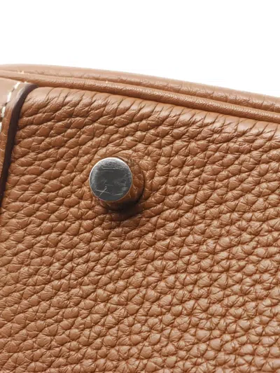 Pre-owned Hermes 2013 Lindy 30 Leather Silver Hardware Shoulder Bag In Brown