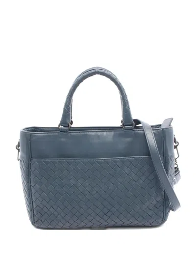 Pre-owned Bottega Veneta 2000s Intrecciato Two-way Tote Bag In Blue