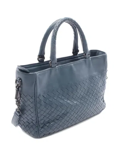 Pre-owned Bottega Veneta 2000s Intrecciato Two-way Tote Bag In Blue