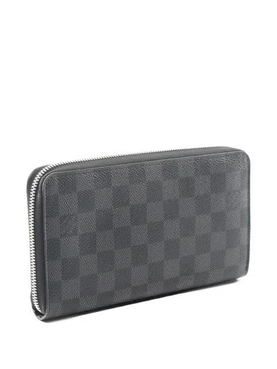 Pre-owned Louis Vuitton 2015 Checkered Zip-up Wallet In Gray