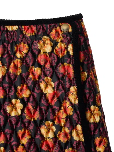 Burberry Geranium Leaf Quilted Nylon Skirt In Multi