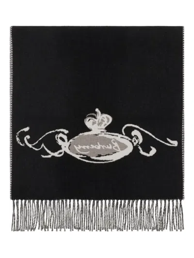 Burberry Castle-graphic Cashmere Scarf In Black