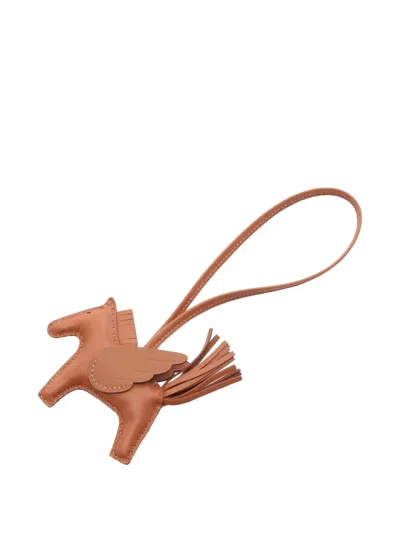 Pre-owned Hermes 2025 Rodeo Pegase Pm Bag Charm In Brown