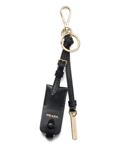 Prada Mirror-case Keychain In Black